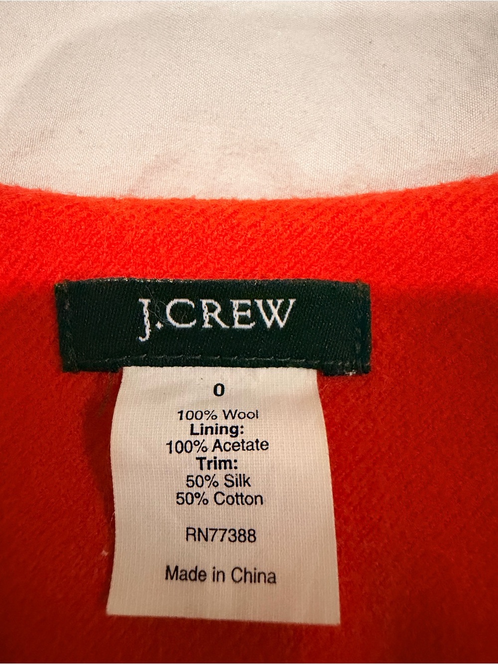 J.Crew 2008 Wool Skirt Suit Red Pink Trim Jacket 0 Skirt 6P Petite